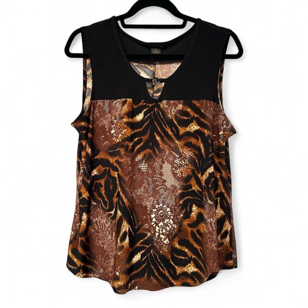 Susan Lawrence Brown and Black Animal-Print Sleeveless Camisole